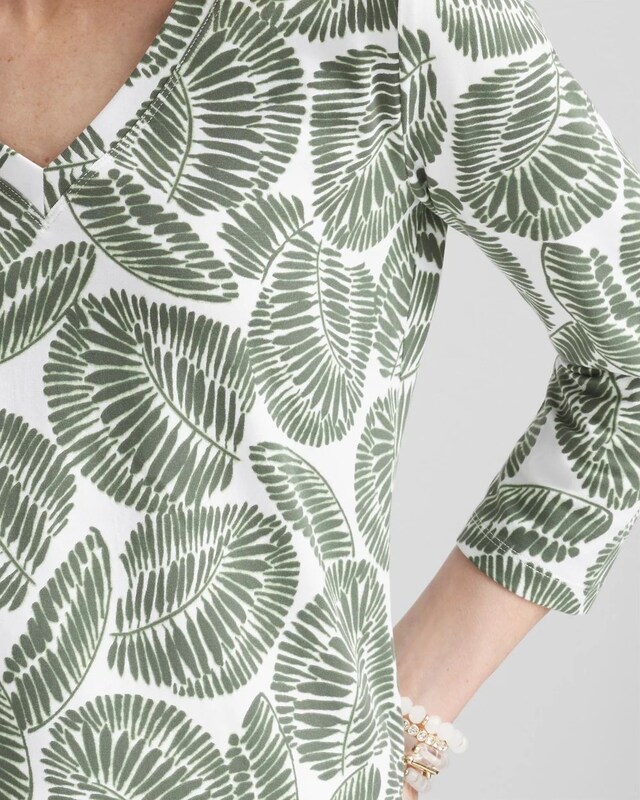 Foliage Print 3/4 Sleeve Perfect Tee - image 4
